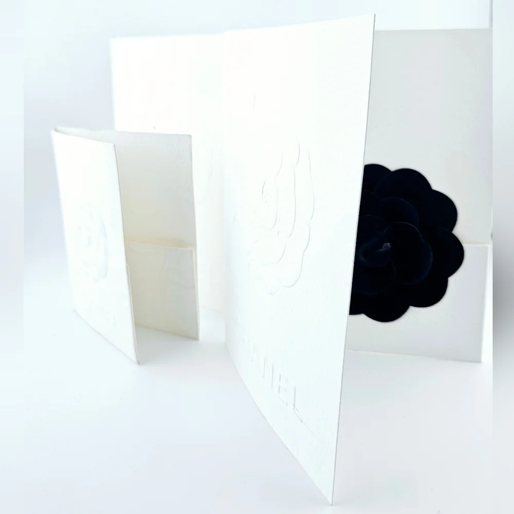 Authentic Chanel Navy Blue Velvet Flower and Card Holders